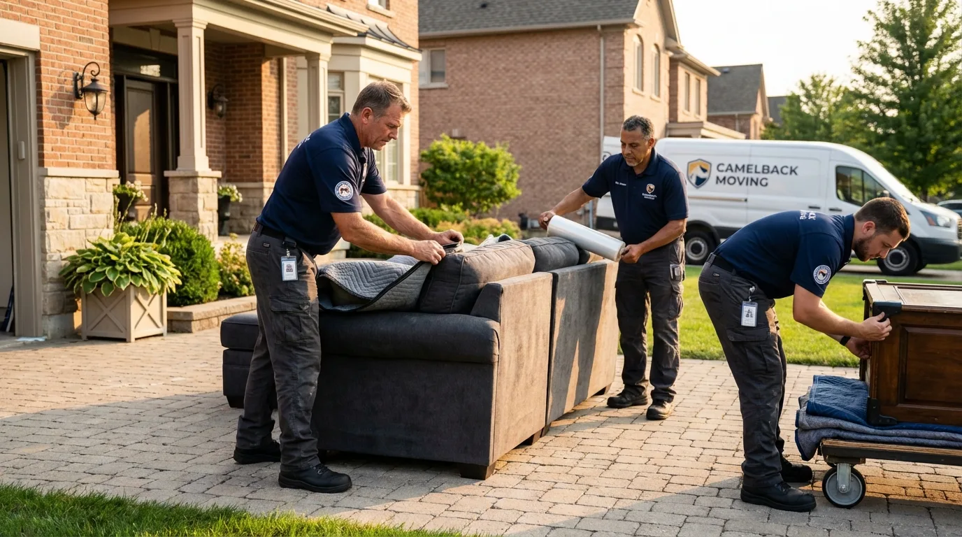 Large estate moving crew wrapping furniture in La Salle, CO