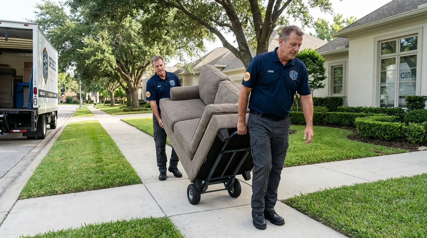 Local residential moving crew loading furniture in La Salle, CO